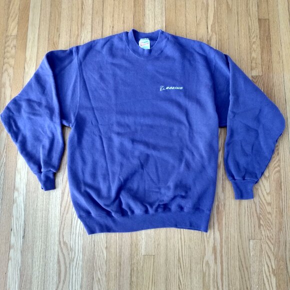 Vintage Boeing Sweatshirt PURPLE XL Hanes Airplane Aviation Collectible - Picture 9 of 16